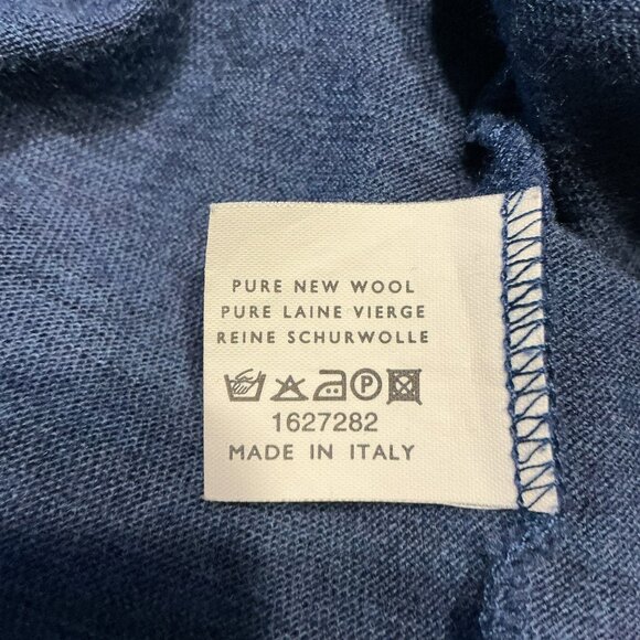Marbas Merino Wool Long Sleeve Polo Sweater Mens Large 52 Blue Made In Italy - Picture 10 of 12